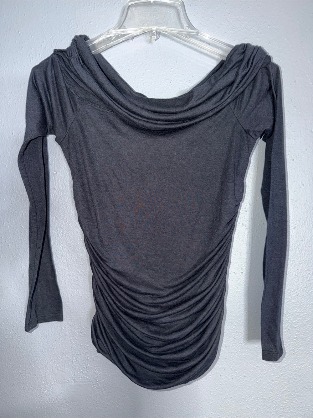 Abercrombie & Fitch Draped Long Sleeve Top - Charcoal